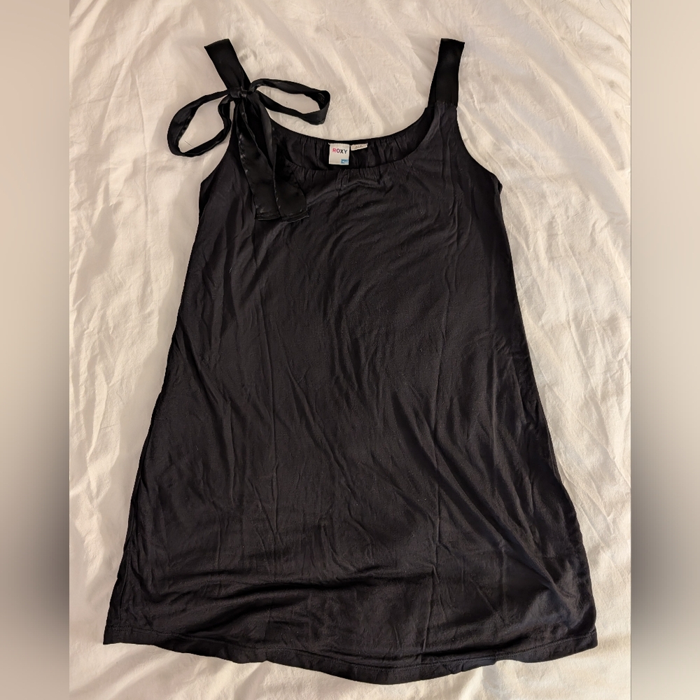 Roxy Black Casual Mini Sun Dress With Embroidered Logo